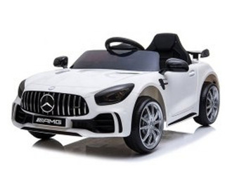 Електрическа кола с дистанционно, джанти от EVA пяна и кожена седалка Mercedes GTR MCT - Бяла