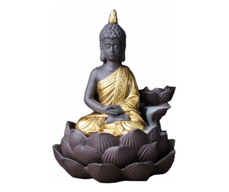 Suport ardere conuri parfumate Pufo Buddha, pentru aromaterapie, 13 cm