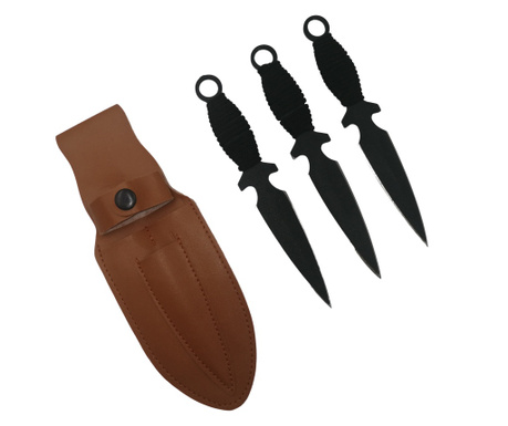 Комплект нож за тренировъчна пеперуда и три ножа за хвърляне, Anarchy Blades, IdeallStore®, неръждаема стомана