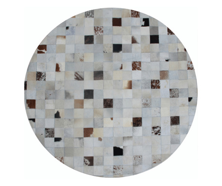 KOND Covor din piele de lux, alb/gri/maro, mozaic, 200x200, piele TIP 10