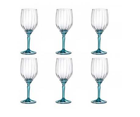 BORMIOLI ROCCO FLORIAN BLUE Set 6 pahare vin alb, 380ml, D8,2xh20,8cm