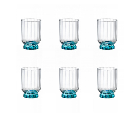 BORMIOLI ROCCO FLORIAN BLUE Set 6 pahare whisky, 300ml, D7,3xh10,4cm