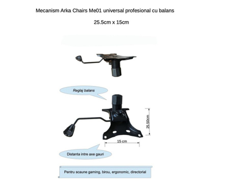 Mecanism Arka Chairs Me01 universal profesional cu balans 25.50x15cm pentru scaun birou