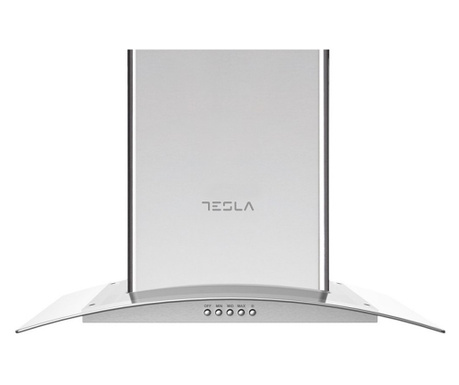 Hota Tesla DD600SG, 190W, 500 mc/h, 1 motor, filtru aluminiu, 3 viteze, 55 dB, Inox/Sticlă