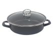 Tava si cratita 2in1 Rosberg R51222A28CT, 28 cm, Acoperit cu marmura, Capac, Inductie si cuptor, Negru