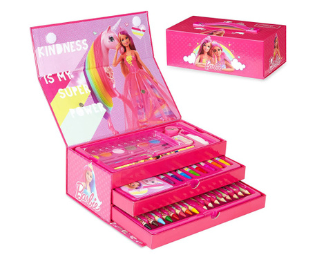 Детски рисувателен комплект в триетажно куфарче Barbie EmonaMall - Код W4792