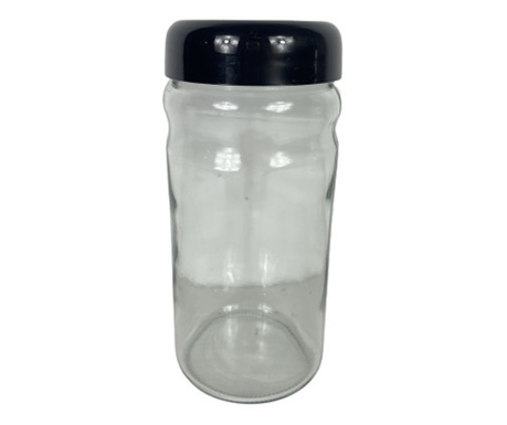 Fűszertartó üveg, műanyag tetővel 1,8 literes fekete (V)