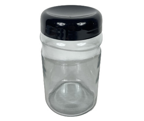 Fűszertartó üveg, műanyag tetővel 1,4 literes fekete (V)