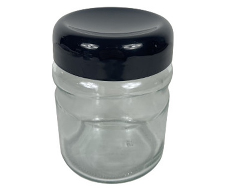 Fűszertartó üveg, műanyag tetővel 0,9 literes fekete (V)