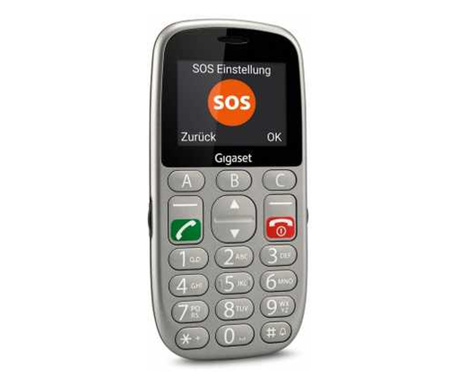 Gigaset GL390 mobiltelefon, nagy gombok, ezüst színű