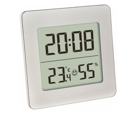 TFA Hőmérő és Digitális Higrométer, fehér órával és ébresztővel
