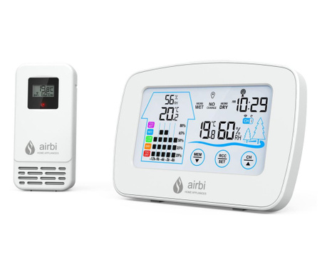 Digitális hőmérő és higrométer készlet külső vezeték nélküli adóval Airbi CONTROL BI1020
