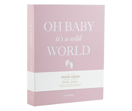 Album foto pentru bebelusi Baby it`s a Wild World, 60 de poze 10 x 15 cm, Printworks - PW00521, roz