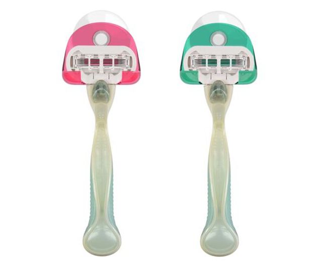 Set 2 Suporti cu ventuza pentru aparat de ras, Kwmobile, Rosu/Verde, Plastic, 48032.08