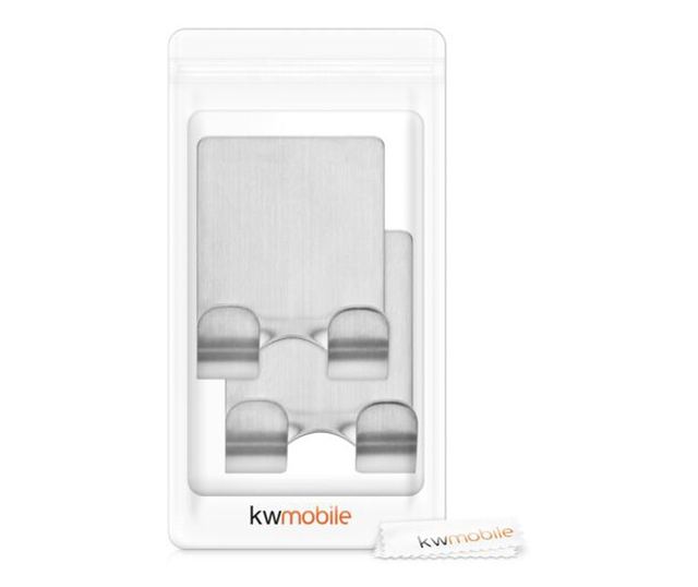 Set 2 Suporti autoadezivi pentru aparat de ras, Kwmobile, Argintiu, Zinc, 53125.01