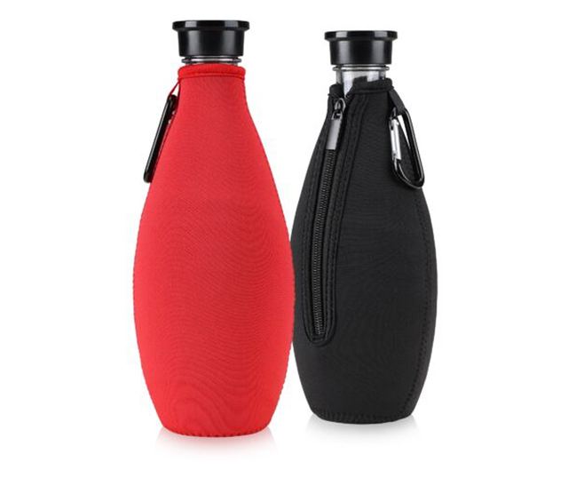 Комплект от 2 калъфа Cooler Jacket за бутилки SodaStream, Kwmobile, черно/червено, неопрен, 55883.01