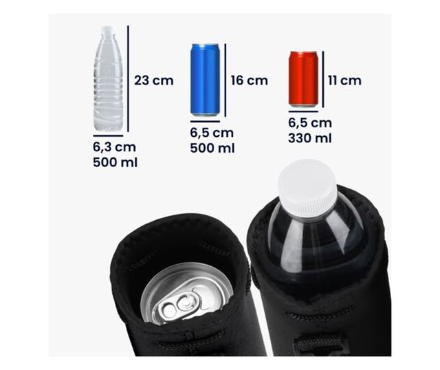Комплект от 2 калъфа Cooler Jacket за бутилки от 500 ml, Kwmobile, черен, неопрен, 55885.02