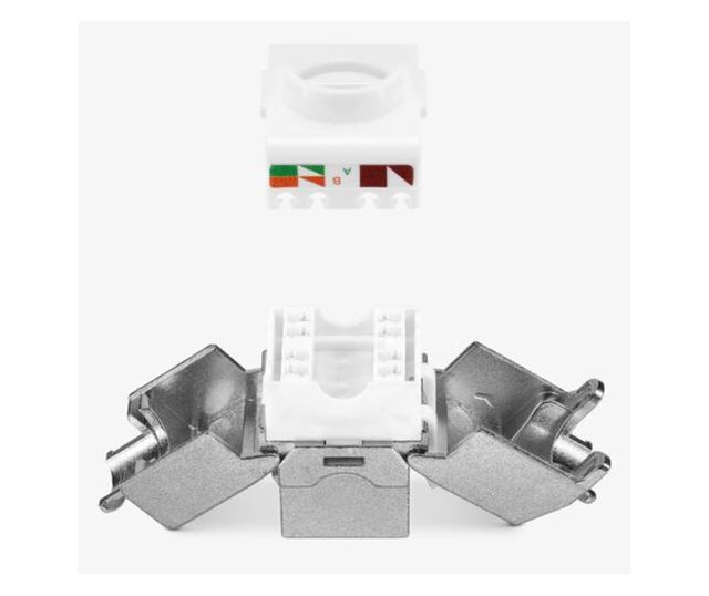 Szett 1 db RJ45 hármas hálózati aljzat 3 db CAT 6A csatlakozóval, Kwmobile, fehér, fém, 54571.03.01