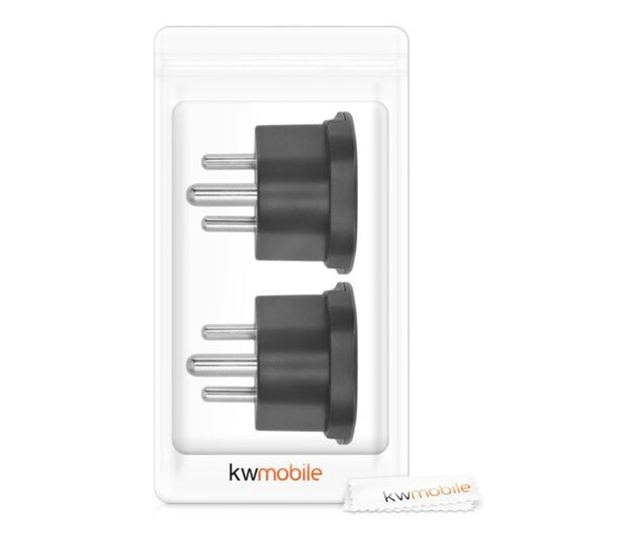 2 db D típusú utazási adapter készlet az Egyesült Arab Emírségek számára, Kwmobile, fekete, műanyag, 45236.05