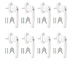 Комплект от 8 заключващи се дръжки за прозорци, Kwmobile, бял, алуминий, 37356