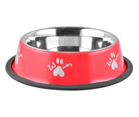 Tál, tál, kutyának, macskának, kerek, rozsdamentes acél, piros, 900 ml, 23 cm, Magic Home