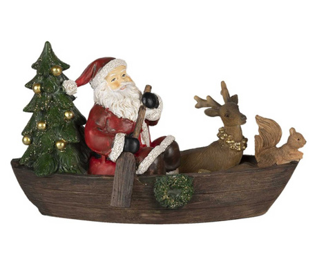 Mikulás csónakban karácsonyi dekorációs figura