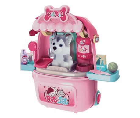 Állathordozó bőrönd, husky kutyával
