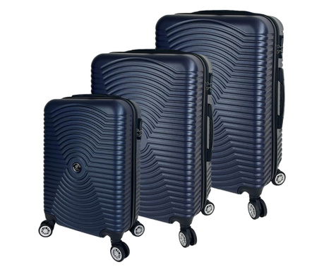 Quasar & Co. Gurulós bőrönd szett, 3 darab, Model Air Circle, ABS, S+M+L méret, Tengerészkék