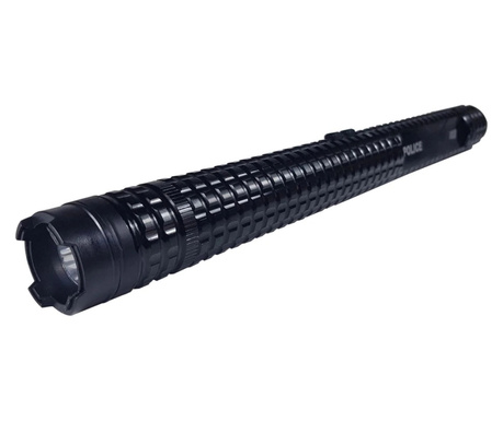 Електрошокова палка и фенерче IdeallStore®, Police X8, металик, 35 см, черен