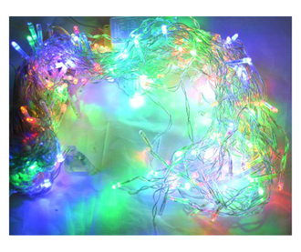 Karácsonyi installáció, galamb típusú tarka LED lámpával, rojtokkal, 270 LED-es, 6M