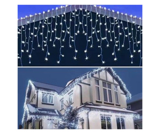 Karácsonyi installáció, galamb típusú többszínű LED lámpával, rojtokkal, 200 LED, 8M, 6033M