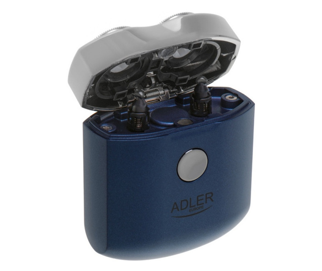 Самобърсначка мини Adler AD 2937, 250 mAh, USB C, За път, Безжична, Син/Инокс