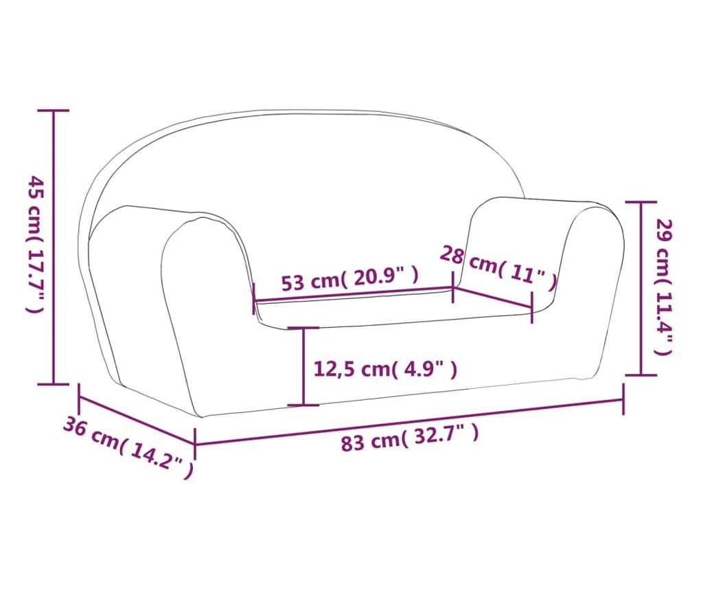 Otroška kavč s 2 sedežema, roza, mehak pliš - 8
