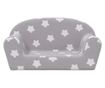 Otroška kavč 2 sedeža, svetlo siva z zvezdami, mehak pliš