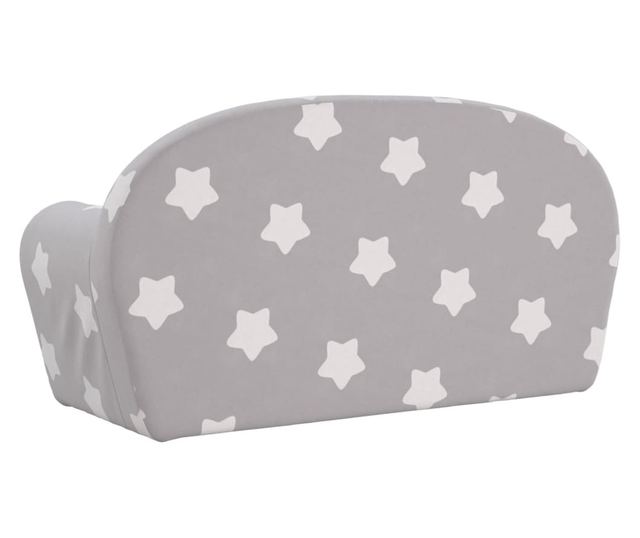 Otroška kavč 2 sedeža, svetlo siva z zvezdami, mehak pliš