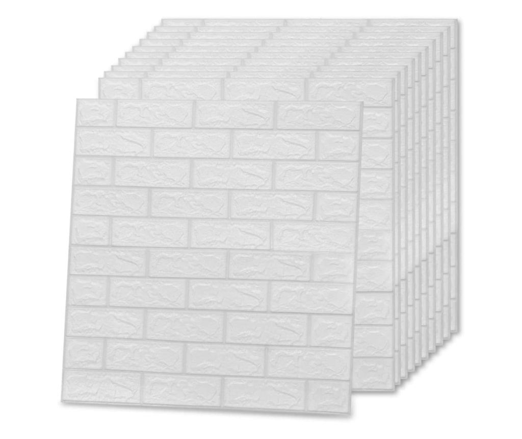 Tapeta za steno samolepilna 3D, 40 kosov, bela - 4