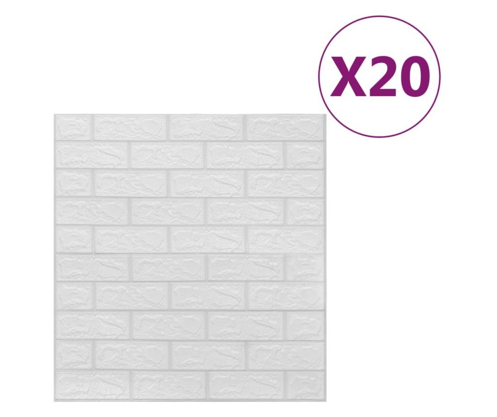 3D samolepilne stenske nalepke, 20 kosov, bela, imitacija opeke - 2