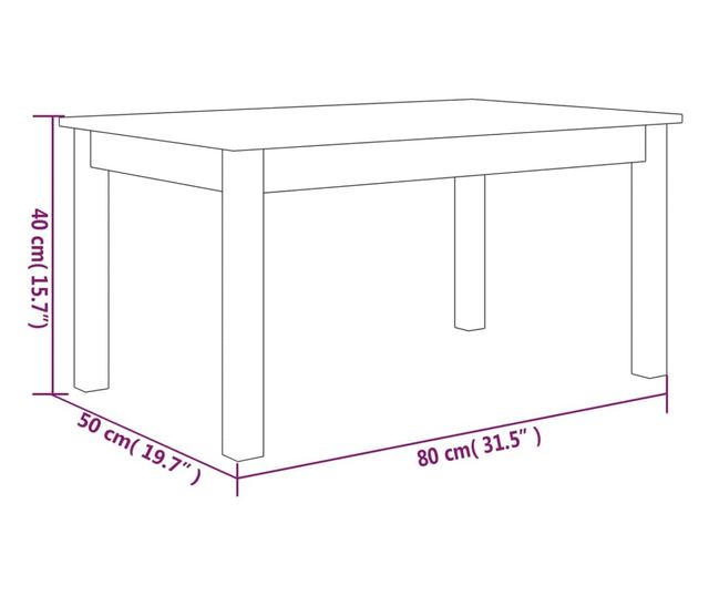 Stolić za kavu, 80x50x40 cm, masivno borovo drvo