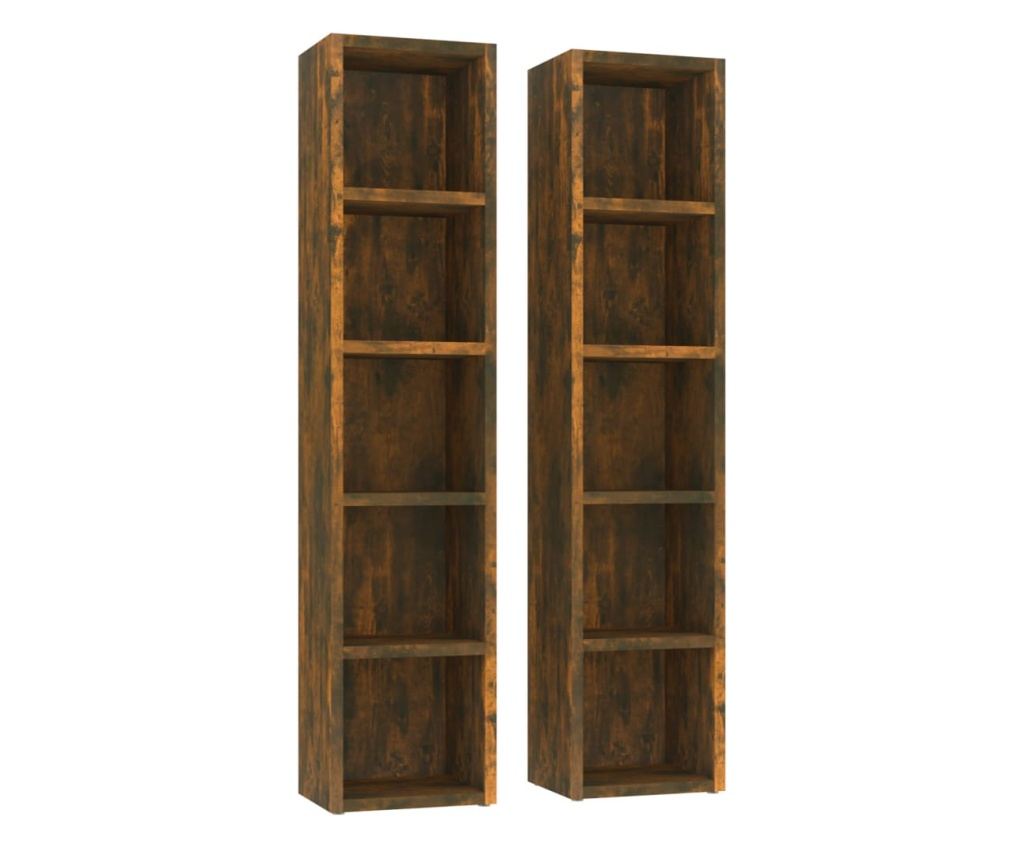 Ντουλάπι CD 2 τεμάχια καπνιστή δρυς 21x16x93,5 εκ. επεξεργασμένο ξύλο - 2
