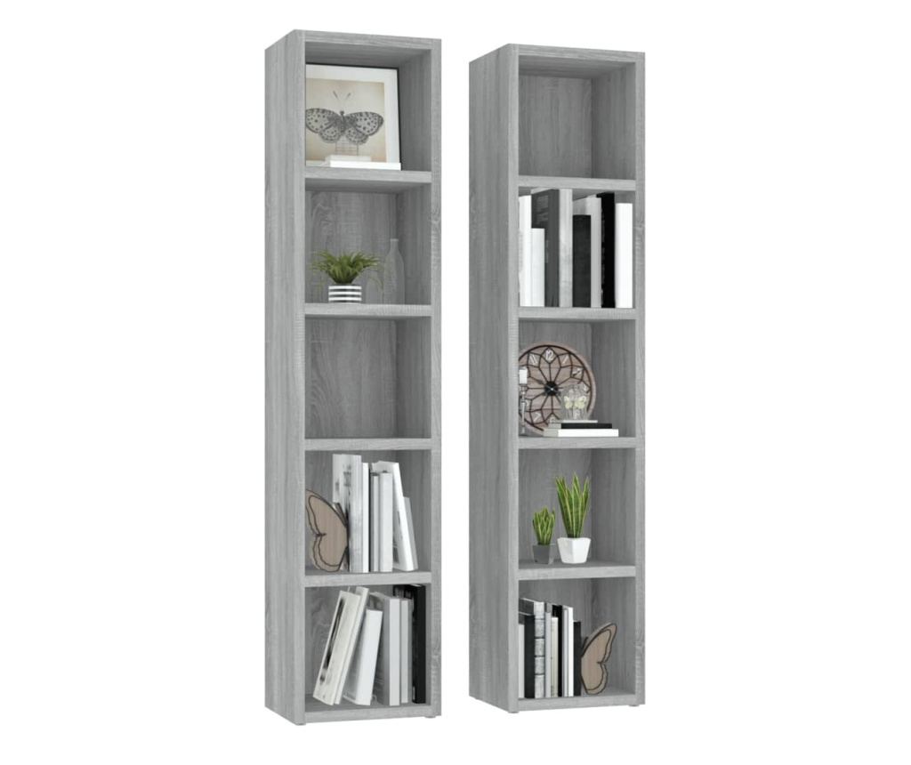 Ντουλάπια CD 2 τεμ. Sonoma Γκρι 21x16x93,5 εκ. Επεξεργασμένο Ξύλο - 3