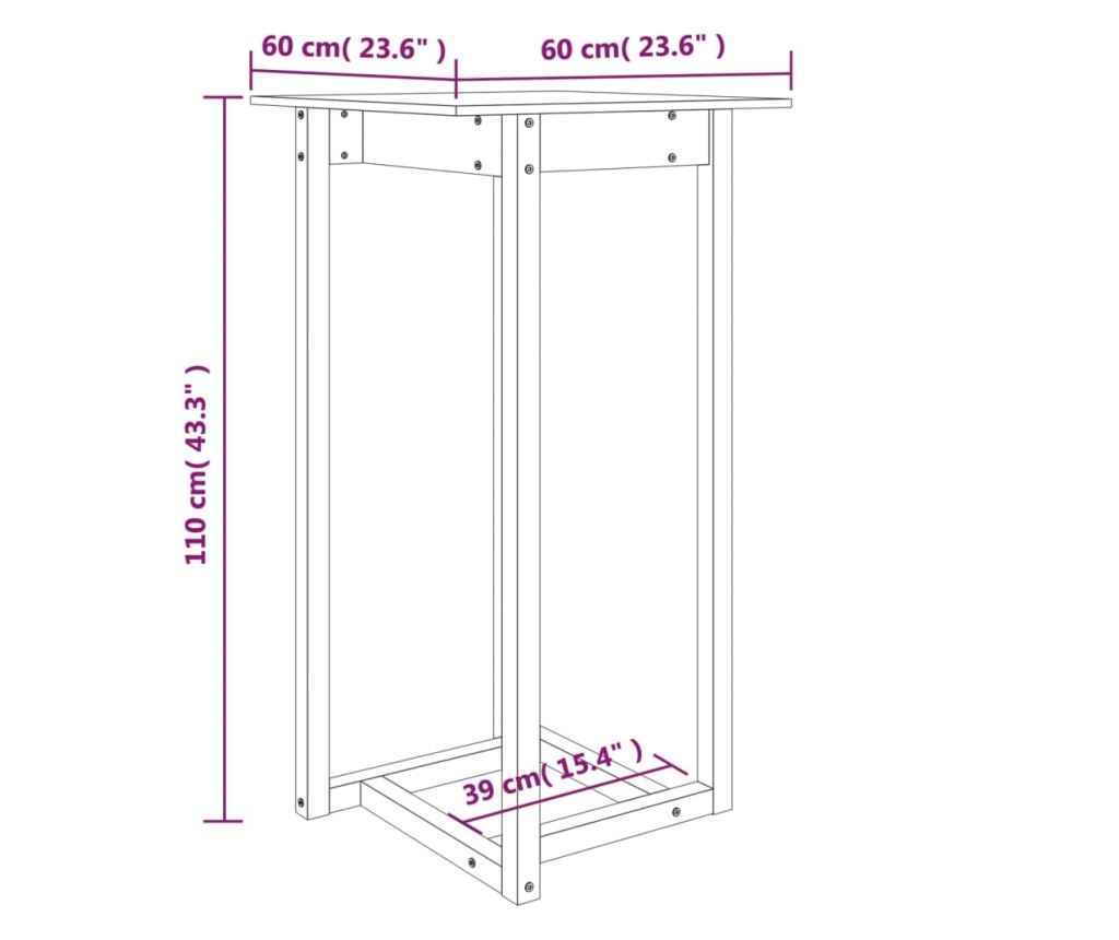 Barska miza, 60x60x110 cm, masivni bor - 7