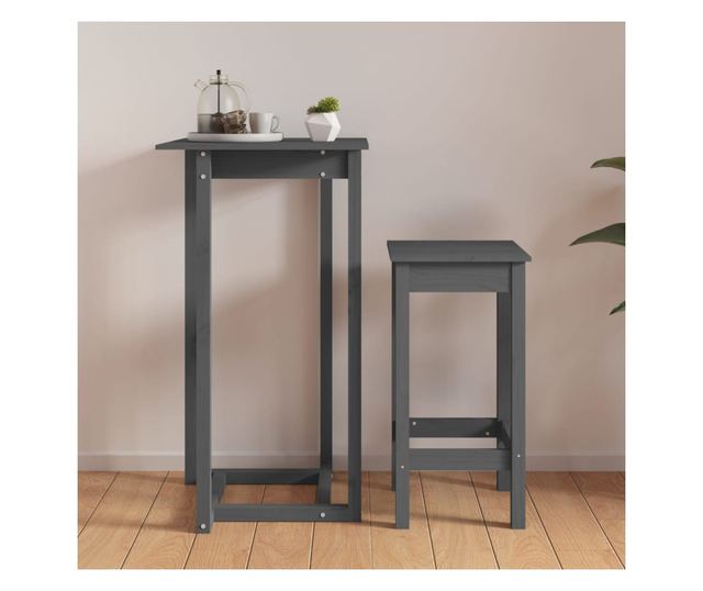 Barna miza, siva, 60x60x110 cm, masivno borovo leso