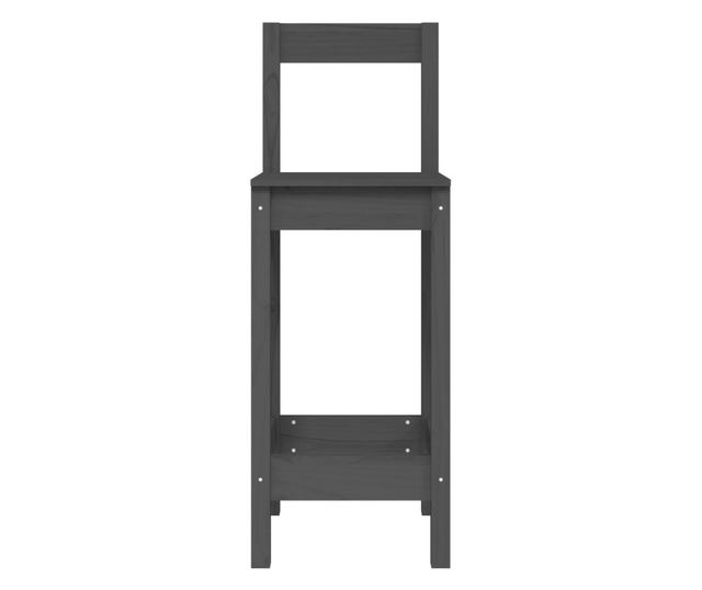 Bar stolčki, 2 kosi, sivi, 40x41,5x112 cm, masivna borova les.