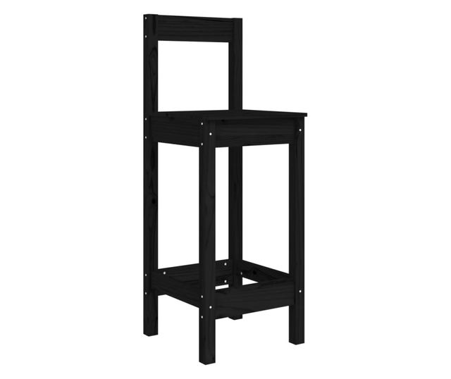 Barski stoli, 2 kosa, črni, 40x41,5x112 cm, masivni bor