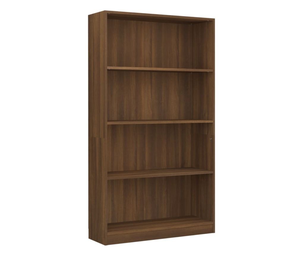 Βιβλιοθήκη 4 Επιπέδων σε Καφέ Δρυς 80x24x142 εκ. από Σύνθετη Ξυλεία - 2