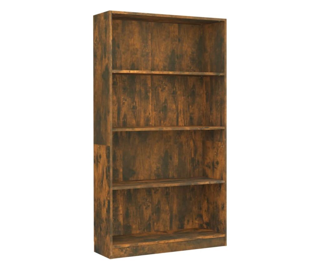 Βιβλιοθήκη 4 Επιπέδων Καπνιστός Δρυς 80x24x142 εκ. από Σύνθετη Ξυλεία - 2