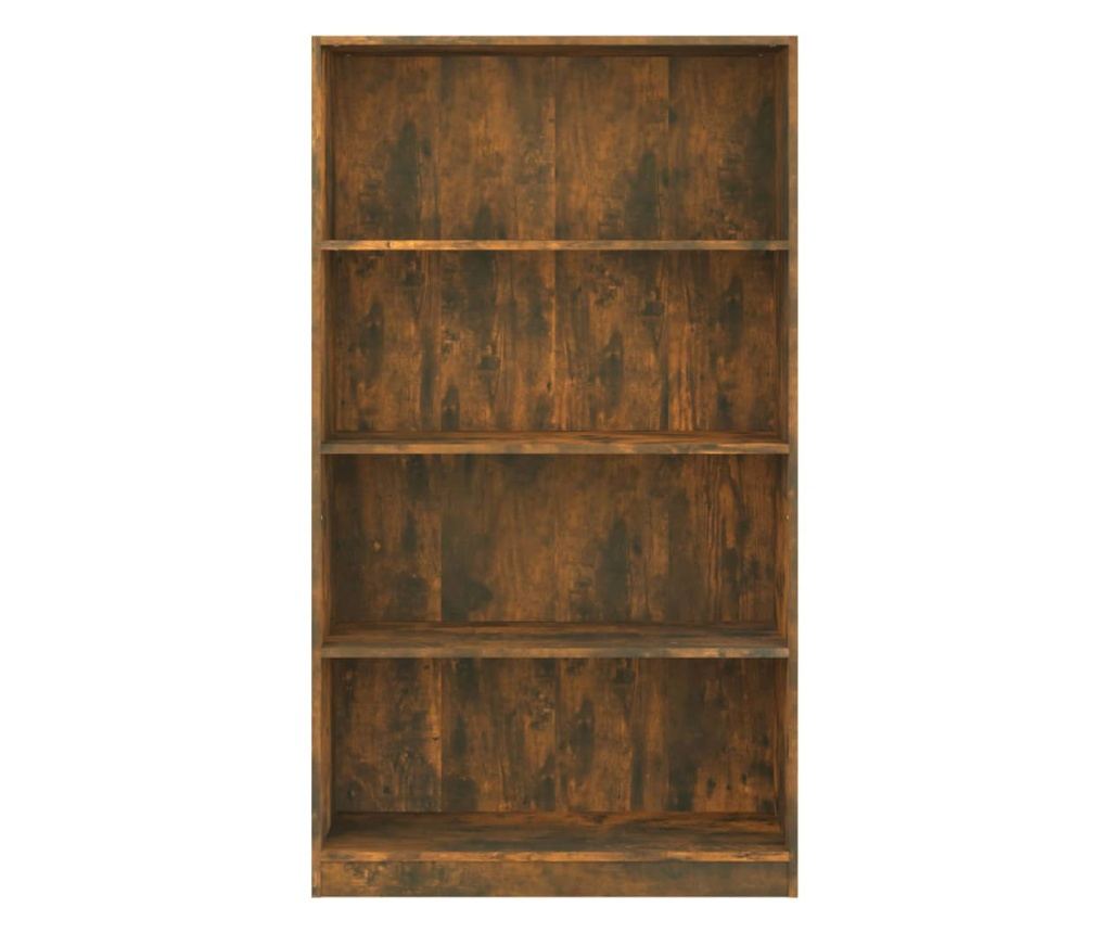 Βιβλιοθήκη 4 Επιπέδων Καπνιστός Δρυς 80x24x142 εκ. από Σύνθετη Ξυλεία - 4