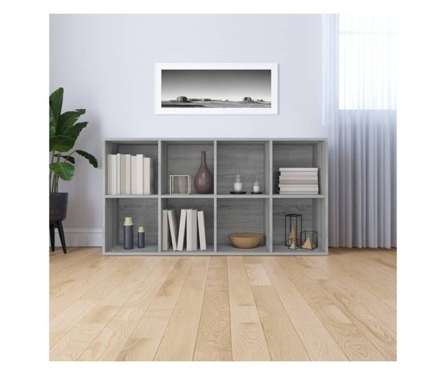 Knyvespolc/Komd, szrke sonoma, 66x30x130 cm, feldolgozott fa