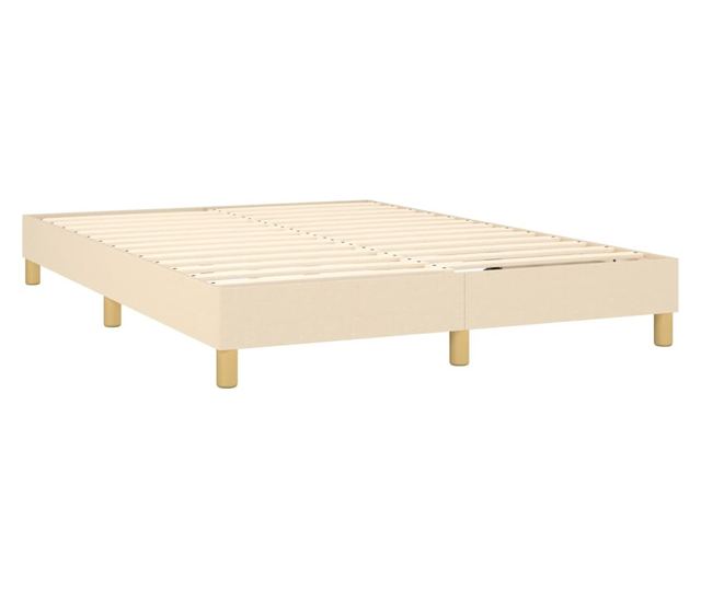 Пружинен легло с матрак и LED, кремаво, 140x200 см, текстил