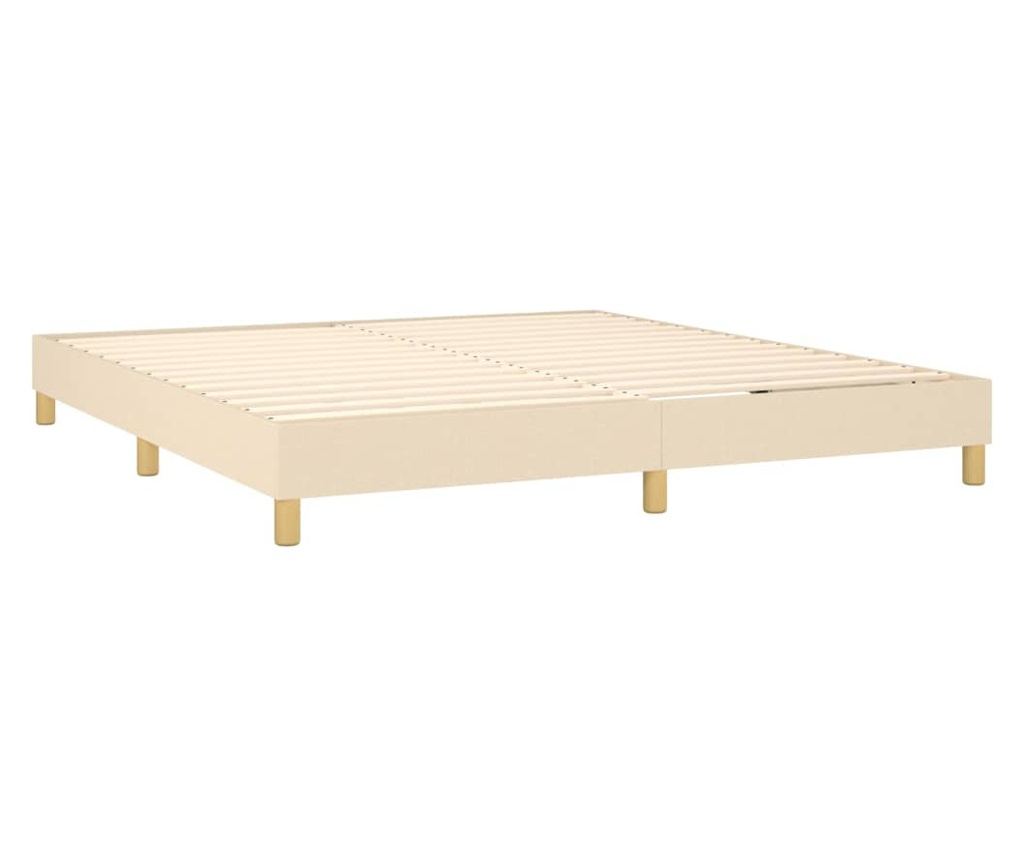 Боксспринг легло с матрак, кремаво, 160x200 см, текстилен материал - 4